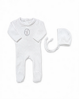 Aurora Bunny Pin Dot Ivory Boy Footie Set - Ivory Boy