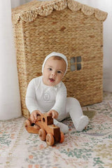 Aurora Bunny Pin Dot Ivory Boy Footie Set - Ivory Boy