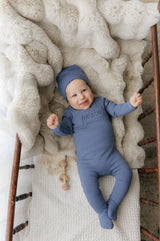 Bonjoy Embossed Petite Footie - Denim Blue