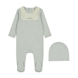 Bonjoy Gingham Bib Footie Set - Blue