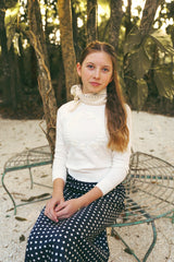 Coco Blanc Chunky Crew Sweater with embossed center