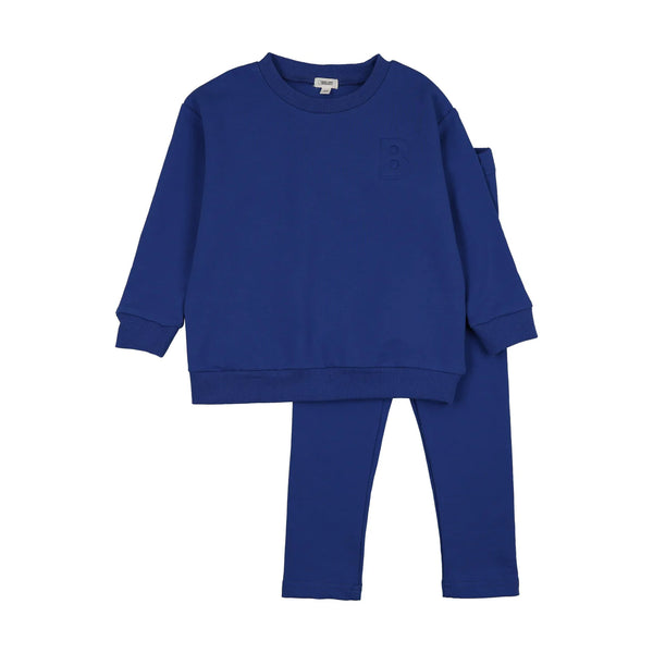 Bonjoy Embossed B Sweatshirt Set Royal Blue