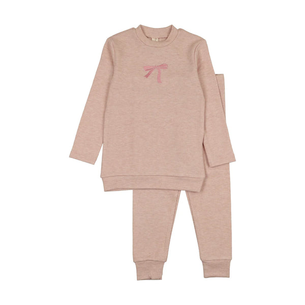 Bonjoy Embroidered Bow Sweatshirt Set