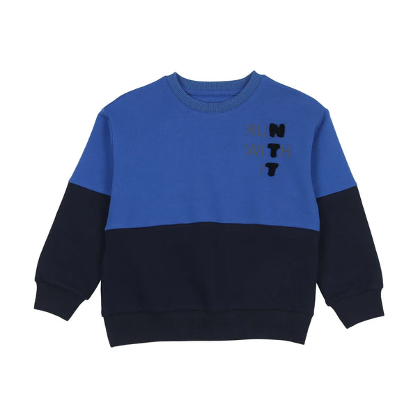 Bonjoy Letter Patch Sweatshirt Cobalt/Navy