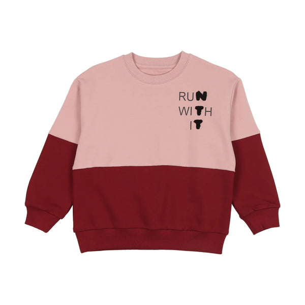 Bonjoy Letter Patch Sweatshirt Red/Pink
