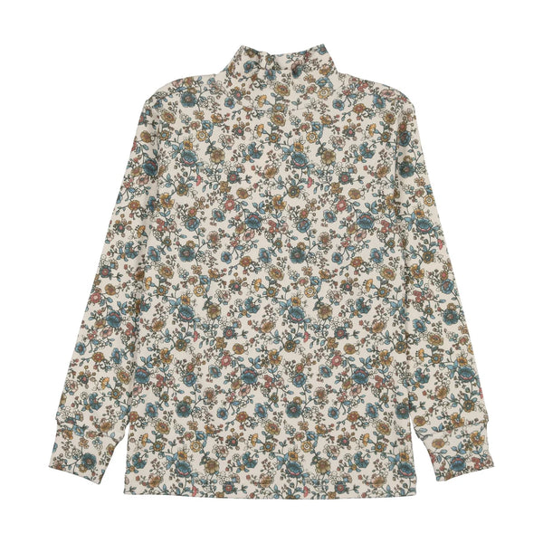 Bonjoy Mock Neck Blue Floral