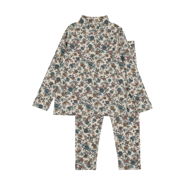 Bonjoy Mock Neck Set Blue Floral