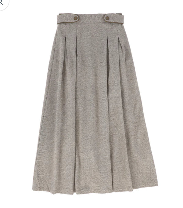 BACE Herringbone Button Detail Skirt