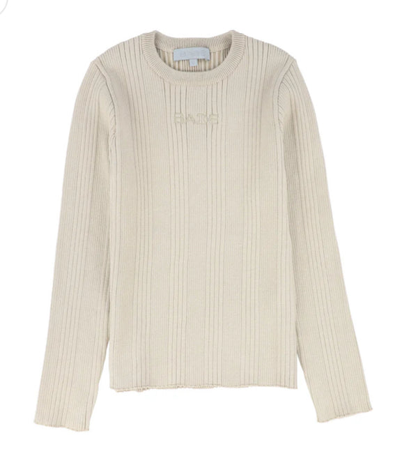BACE Ribbed Knit Embroidered Sweater