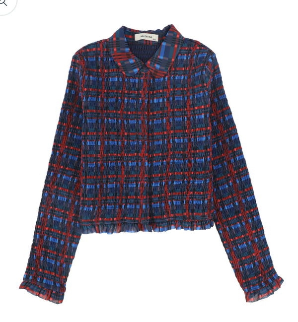 Valentina Plaid Smocked Blouse