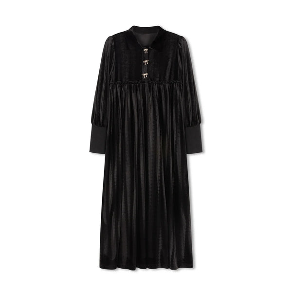 Velvette Label Bow Button Maxi