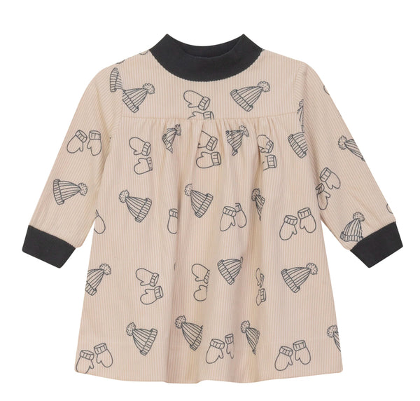 Pompomme Corduroy Print Dress