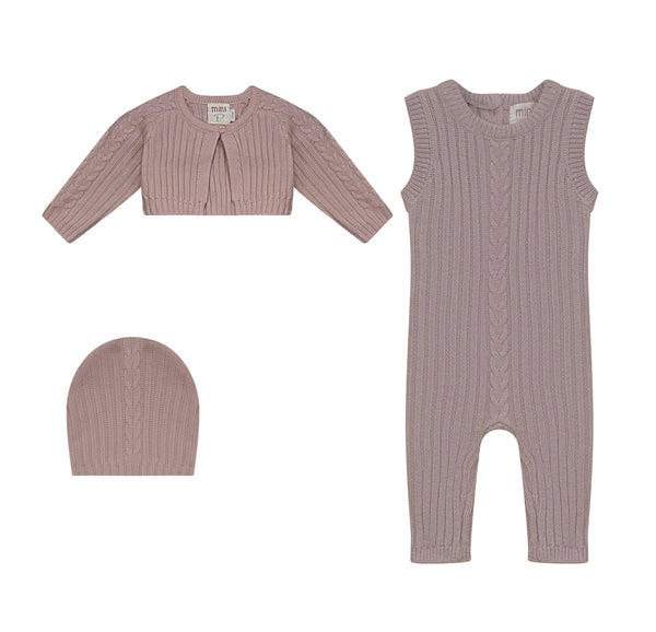 Pompomme Cable Detail Knit Set - Pink