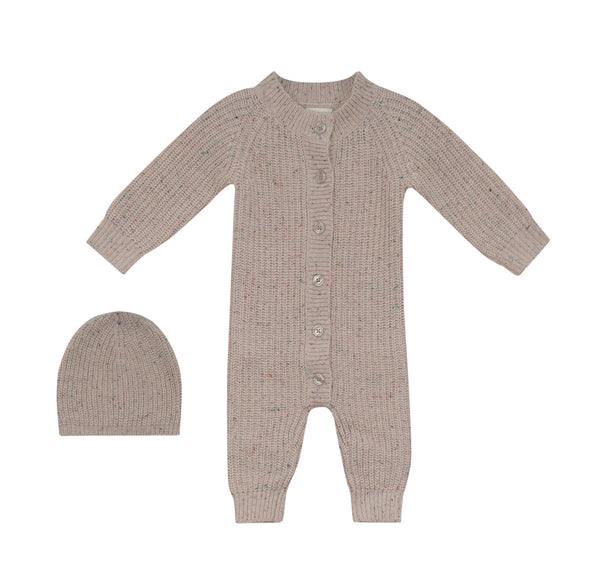 Pompomme Speckled Onesie with Hat