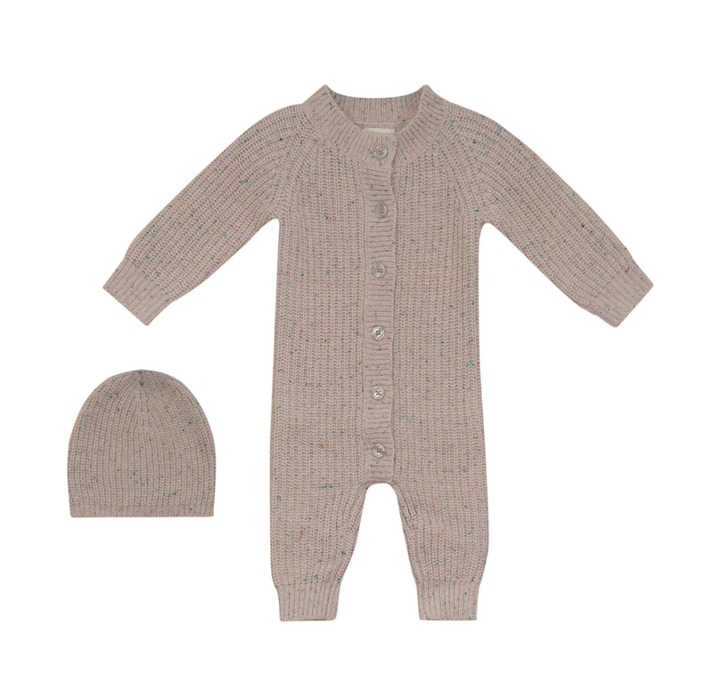 Pompomme Speckled Onesie with Hat