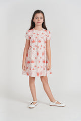 Space Grey Girls Floral Printed Dress