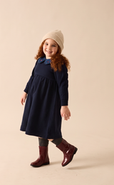 Analogie Sweet Campaign Denim Collar Sweatshirt Dress  - Navy