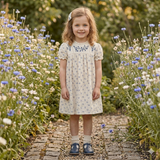 Hopscotch Floral Print Dress With Embroidery