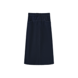 Vibe Side Button Tab Midi Skirt - Blue Denim