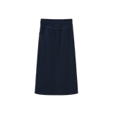 Vibe Side Button Tab Midi Skirt - Blue Denim