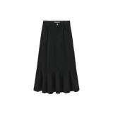 Valen Vee Silo Midi Thin Corduroy Skirt - Black