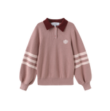 Vibe Striped Sleeve Knit Sweater - Pink