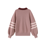 Vibe Striped Sleeve Knit Sweater - Pink