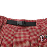 Hello Yellow Plaid Patch Skirt