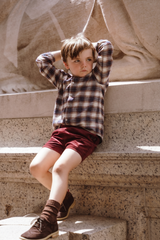 Coco Blanc Plaid Shirt - Burgundy Blue Plaid