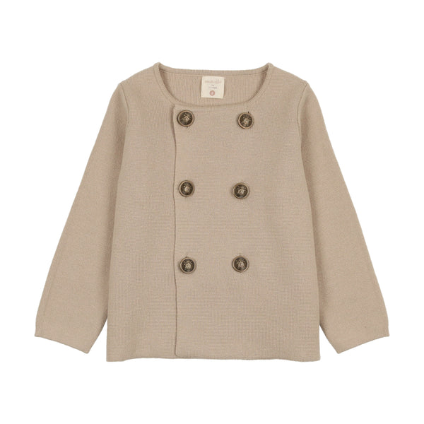 Analogie Knit Double Breasted Blazer Taupe