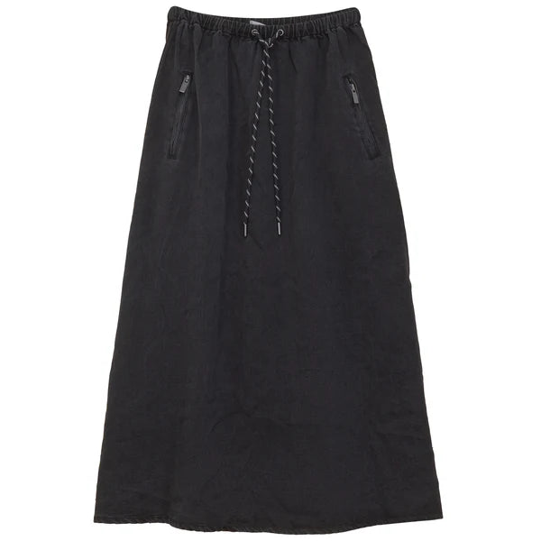 Kix Zipper Pocket Full Skirt Black Denim