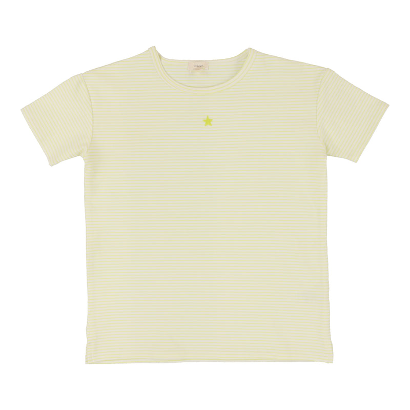 Analogie Striped Short Sleeve Tee Neon Yellow