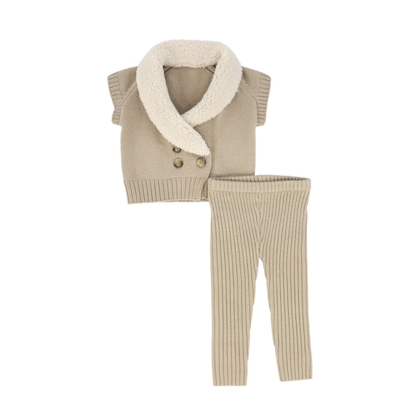 Le Bourdon Knit Sherpa Vest Set