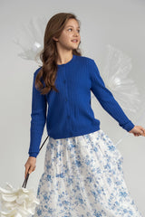 Teela Blue Ribbed Cardigan
