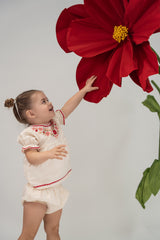 Teela Vanilla Floral Embroidery Baby Set