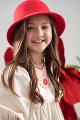 Teela Vanilla Floral Embroidery Dress