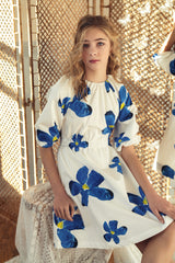 Pompomme Painted Flower Waisted Dress