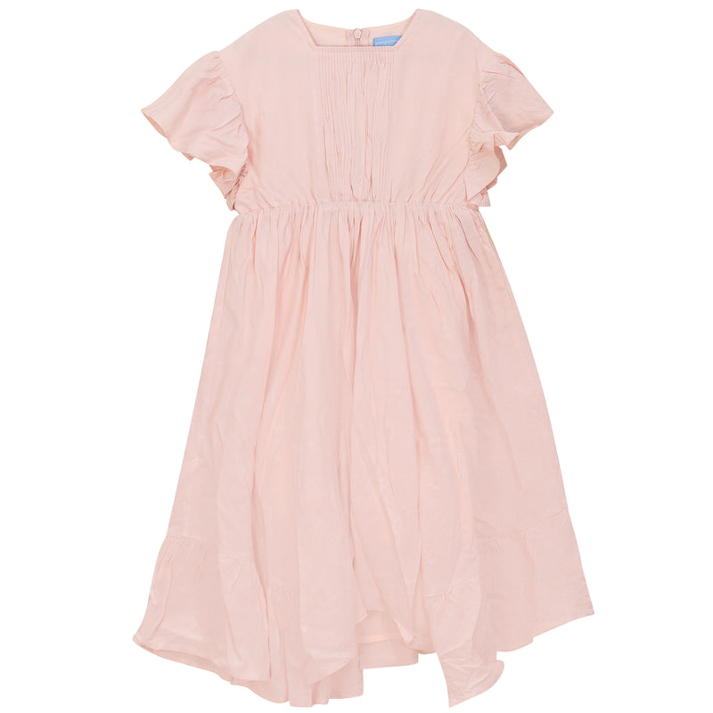 Pompomme Pleated Wing Sleeve Dress