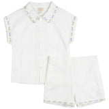 Mini P Cross Stitched Embroidered Linen Set