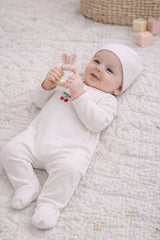 Maniere Pointelle Cherry Footie & Beanie