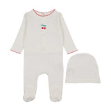 Maniere Pointelle Cherry Footie & Beanie