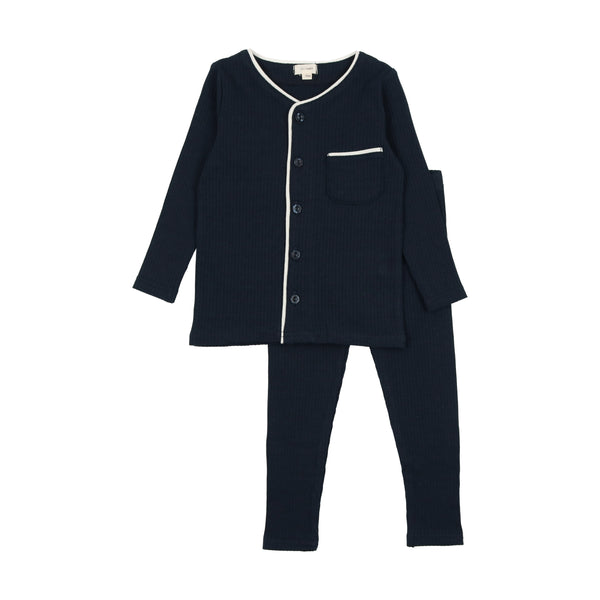Lil Legs Navy Ribbed Loungeset