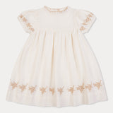 Orange Dimanche Linen Dress with Embroidery