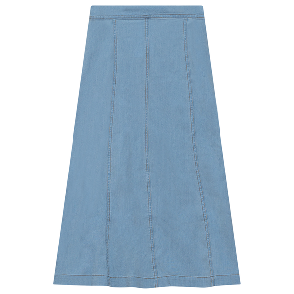 FYI Contrast Stitch Long Panel Skirt Light Denim