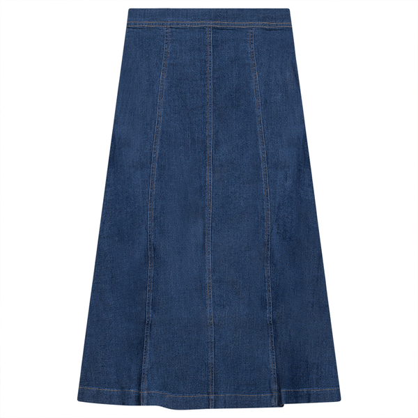 FYI Contrast Stitch Long Panel Skirt Med Denim