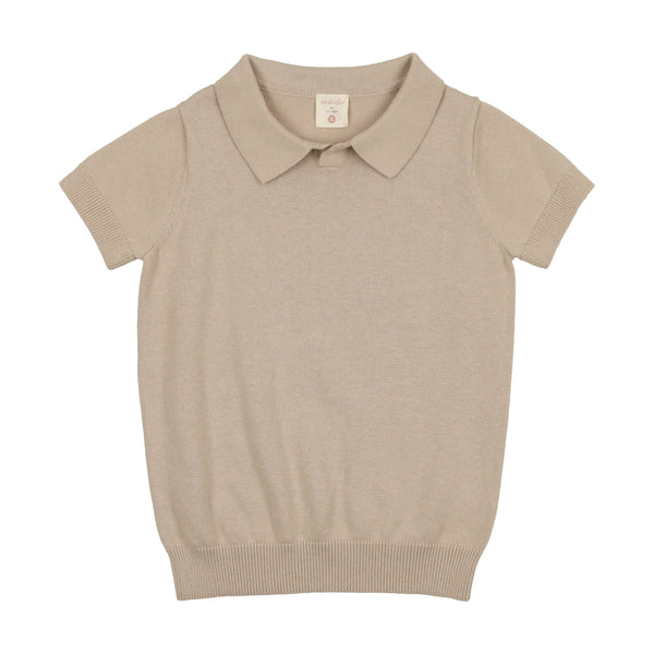 Analogie Taupe Knit Polo Short Sleeve