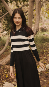 Pashmini Katie B/W Striped Overlay Maxi