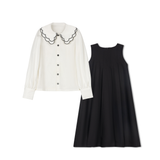 Velvette Label Blouse and Pleated Jumper