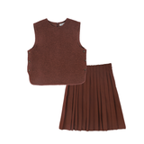 Bace Boucle Wool Vest and Pleated Skirt Set