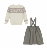 Looms Fair Isle Collection Cardigan and Jumper Set - Ivory Mauve